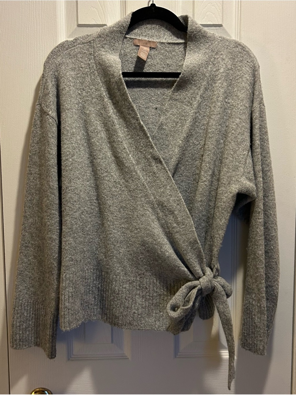 H&M light gray Cozy Wrap Tie Sweater - size small